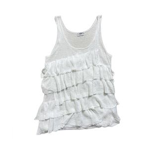 Wallace White Linen Ruffle‎ Tank S